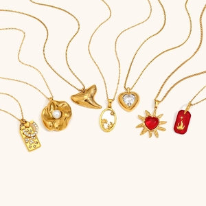 Tarotkaart Dierenriem Hanger Ketting Roestvrij Staal 18K Verguld Strass Hart Ster Vierkant Tag Kettingen Voor Dames Sieraden