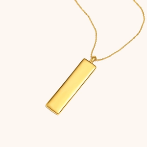 Collar con colgante rectangular de acero inoxidable chapado en oro de 18K y cadena de bolas