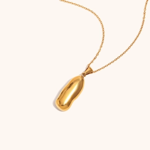 Minimalist 18K gold plated stainless steel necklace with irregular curved metal pendant