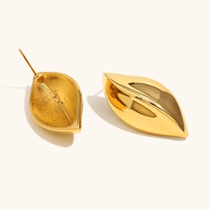 Pendientes de botón con forma de ojo en oro de 18K pulido con diseño minimalista moderno