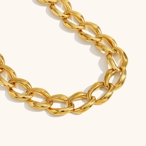Collana a catena spessa in acciaio inossidabile placcato oro 18K per donna