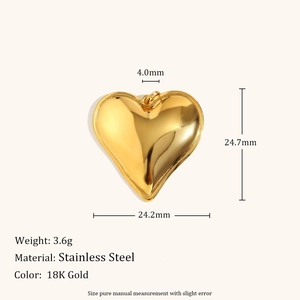 Pendentif en forme de cœur en acier inoxydable doré 18K pour création bijoux DIY
