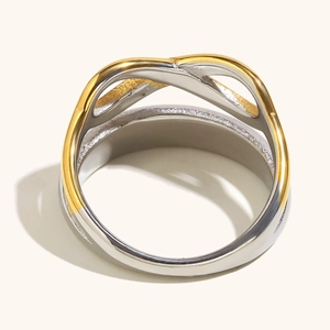 Minimalistischer doppellagiger Infinity-Ring mit 18K Gold- und Silberbeschichtung