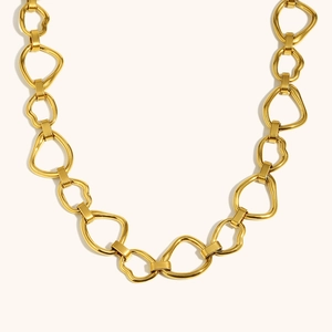 Modern 18K gold-plated stainless steel chain necklace with organic irregular link design