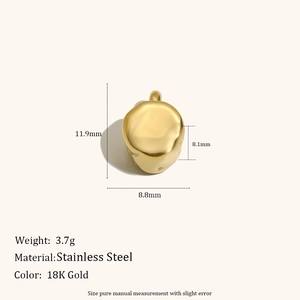 Detailed view of 18K gold plated stainless steel bead pendant with 11.9x8.8mm dimensions
