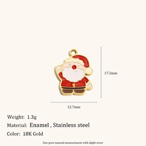Details des 1,3 g Emaille-Weihnachtsmann-Anhängers aus 18K vergoldetem Edelstahl