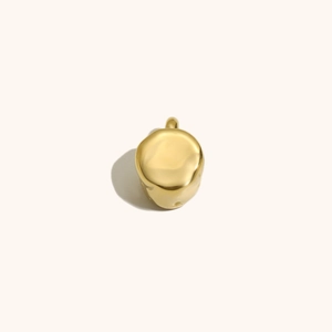 Polished 18K gold plated stainless steel organic lava textured round pendant for women