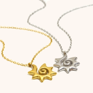 Minimalistische 18K Gold und Silber Edelstahl Sonnenanhänger Halskette für Damen