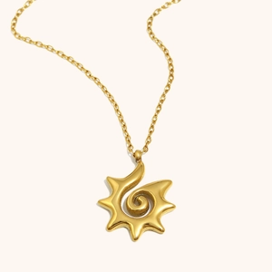 Französisch Minimalistisch Edelstahl Sonnenspirale Anhänger Halskette Für Damen 18K Vergoldet Geometrischer Schmuck Geschenk