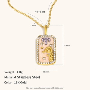Collier en acier inoxydable plaqué or 18K avec pendentif Bélier et pierres de zircon