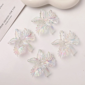 Set de accesorios de flores de orquídea acrílica irisada para joyería con acabado láser