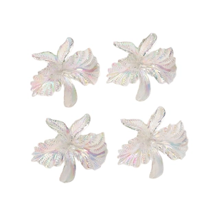 Colgantes de flores de narciso de acrílico AB iridiscentes para joyería DIY set de 4