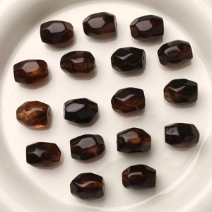 Japanese Retro Amber Resin Faceted Barrel Beads For DIY Jewelry Making Geometric blooming Spacer Beads For Earrings Accessories