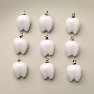 Cute Tooth Shape Resin Pendant DIY Jewelry Making Findings White Tooth Charm With Metal Loop For Earrings Necklace Hair Accessory