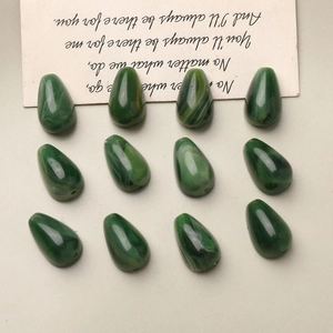 Σκούρα πράσινα resin charms δάκρυ με μαρμάρινη υφή για χειροποίητα κοσμήματα σετ 12