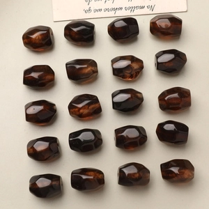 Japanese style retro geometric faceted amber resin beads for DIY earring making 20pcs