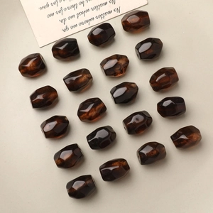 Faceted amber tortoise shell resin beads for vintage jewelry making and DIY crafts