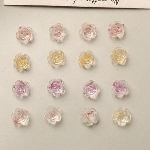 Transparent Resin Rose Flower DIY Nail Art Accessories Camellia Gold Foil Flower Patches For Jewelry Making Girls Women