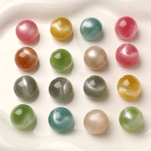 16mm Resin Cat Eye Effect Half Round Beads Starry Sky Dreamy Quicksand DIY Jewelry Findings For Earring Shoe Buckle Accessory