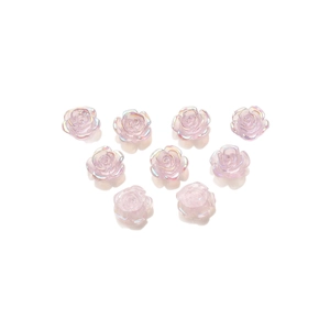 Set of 10mm mini resin rose charms with AB aurora pearl finish for DIY nail art