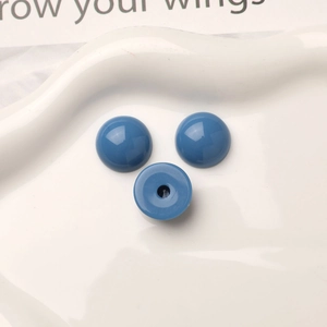 Tres cabujones redondos de acrílico azul brillante para creación de joyas y manualidades