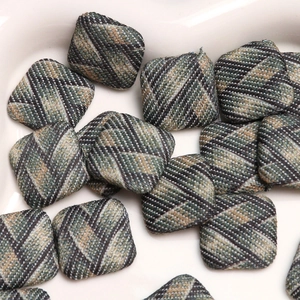 British style plaid fabric square buttons with woven texture for DIY earrings making