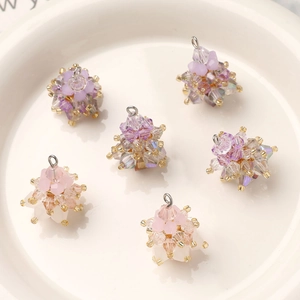 Handgemaakte ster-kristalhangers in roze en paars voor DIY-sieraden maken
