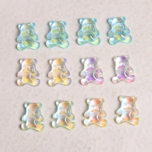 Bunte Aurora Mini Glas Bär Nagelkunst Charms im 4x3 Gitter für DIY Maniküre Design