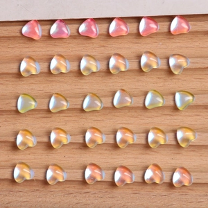 Mini aurora glass heart beads in pastel colors for DIY nail art and jewelry making