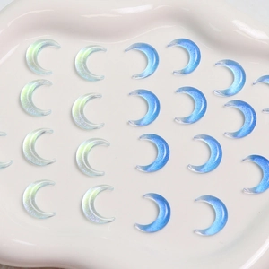 Elfenhafte Sternenhimmel Blaue Mond Harz Anhänger DIY Ohrring Zubehör Glitzer Mondsichel Für Nagelkunst Schmuckherstellung