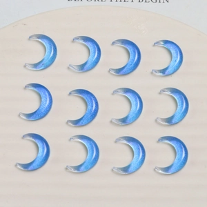Durchscheinende blaue Glitzer-Resin-Halbmonde für DIY-Schmuckherstellung im 12er-Set