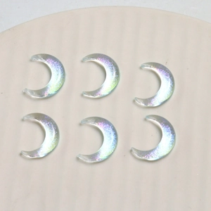 Sechser-Set holografische Mondsichel-Harzanhänger für DIY-Schmuck und Nailart