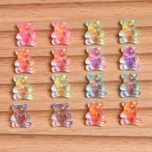 Irisierende 3D Mini-Bären aus Harz für DIY Nagelkunst und Bastelarbeiten 16er-Set