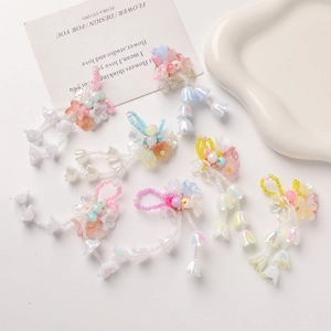 Handmade gradient crystal lily of the valley earrings with floral tassels and beads