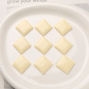 Square cream resin cabochons with glossy finish for DIY jewelry and hair accessories