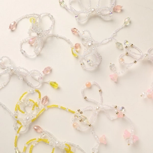 Pastel crystal beaded bow and flower charms for DIY jewelry and phone case accessories