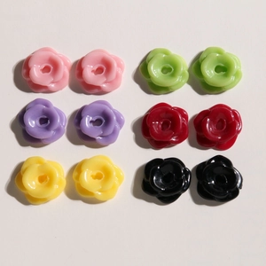 Colorful resin rose flower charms for DIY jewelry making in six vibrant solid colors