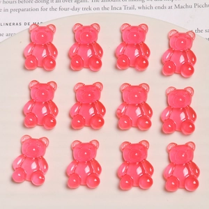 DIY Resin Jelly Bear Charms Semi-Transparent Pink Gummy Bear For Earrings Shoe Charms Jewelry Making Craft Materials