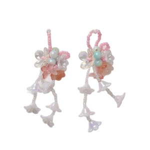 Handcrafted gradient lily of the valley earrings with colorful crystal bead accents