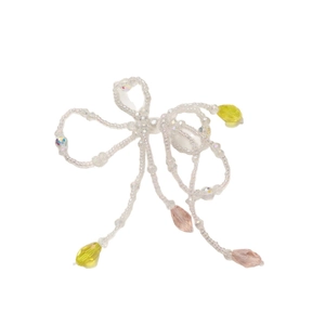 Handmade beaded bow pendant with colorful crystal waterdrop tassels for DIY jewelry