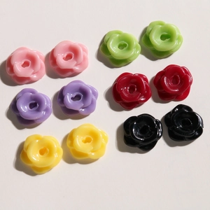 Set of colorful resin flower beads for DIY jewelry making and handmade accessories