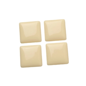 Set of four minimalist cream resin square cabochons with glossy pillow-cut finish for DIY