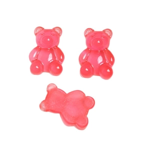 Three translucent pink resin gummy bears for DIY earrings and shoe accessories
