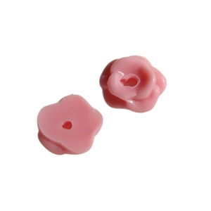 Pink resin rose flower beads with hollow center hole for DIY jewelry making and crafts