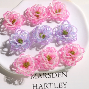 Handmade Woven Flower Charms Glass Beaded Gradient Flower Cluster DIY Accessories For Earrings Phone Case Craft Material