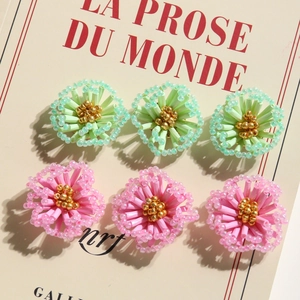 Handwoven Glass Seed Beads Flower DIY Jewelry Accessories For Earrings Headwear Shoes Sweet Floral Bead Clusters 26mm