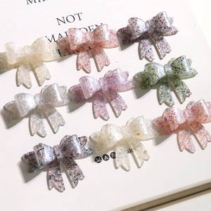Glitter resin bow tie charms for DIY jewelry and hair accessories in candy colors