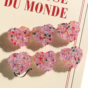 Ciondoli a cuore in resina con strass colorati per orecchini e gioielli fai-da-te