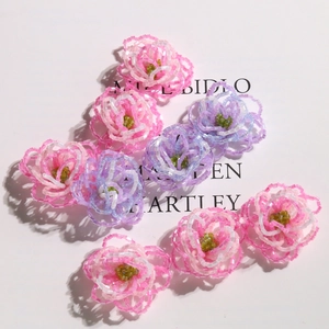 Handmade beaded gradient flower pendants in pink and purple for DIY jewelry making