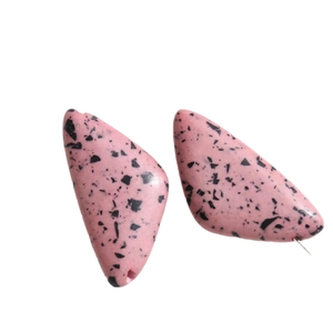 Pink triangle turquoise beads with black ink splatter pattern for DIY jewelry making